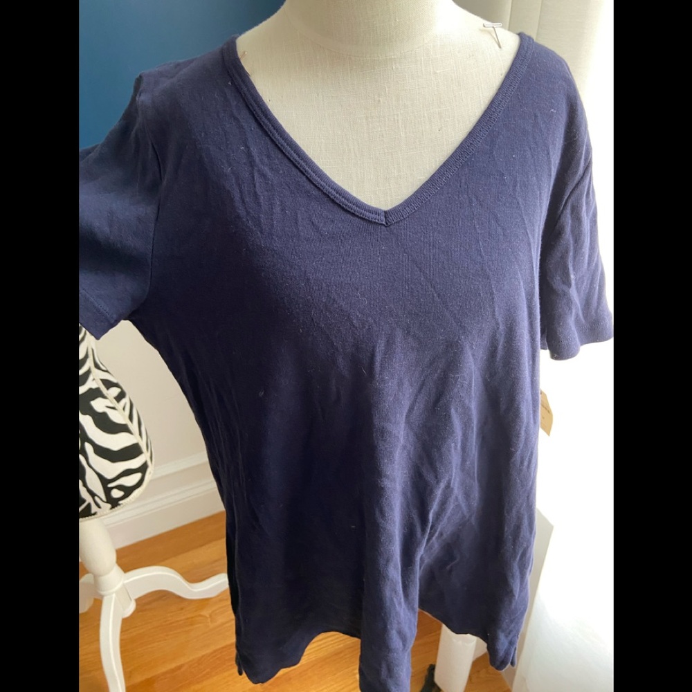 NWT Talbots navy check shirt sleeve med shirt